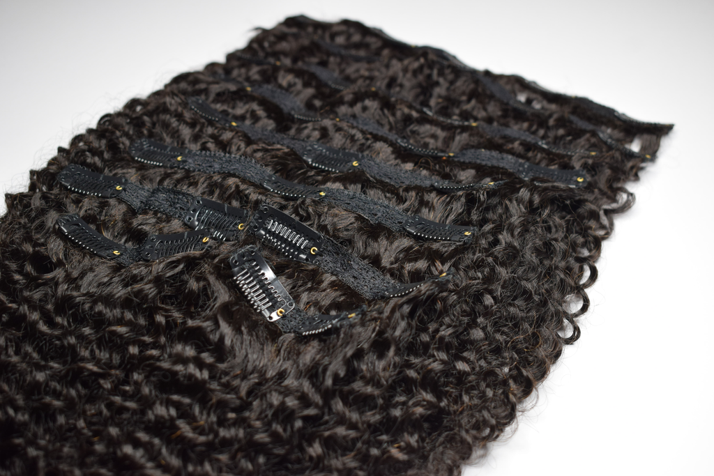 Kinky afro clip-ins, curly clip-in extensions, curly and afro hair, 3C clip-in extensions